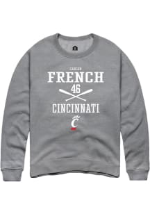 Carson French  Rally Cincinnati Bearcats Mens Grey NIL Sport Icon Long Sleeve Crew Sweatshirt