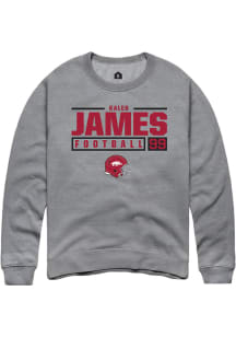 Kaleb  James  Rally Arkansas Razorbacks Mens Grey NIL Stacked Box Long Sleeve Crew Sweatshirt