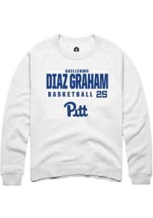 Guillermo Diaz Graham Rally Mens White Pitt Panthers NIL Stacked Box Crew Sweatshirt