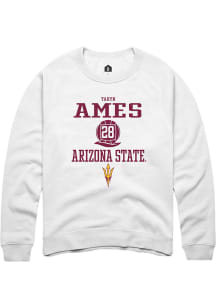 Taryn Ames  Rally Arizona State Sun Devils Mens White NIL Sport Icon Long Sleeve Crew Sweatshirt