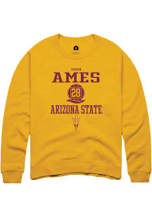 Taryn Ames  Rally Arizona State Sun Devils Mens Gold NIL Sport Icon Long Sleeve Crew Sweatshirt