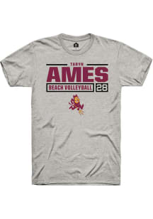 Taryn Ames  Arizona State Sun Devils Ash Rally NIL Stacked Box Short Sleeve T Shirt