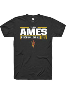 Taryn Ames  Arizona State Sun Devils Black Rally NIL Stacked Box Short Sleeve T Shirt