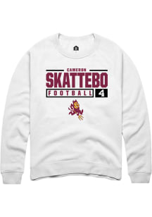 Cameron Skattebo  Rally Arizona State Sun Devils Mens White NIL Stacked Box Long Sleeve Crew Swe..