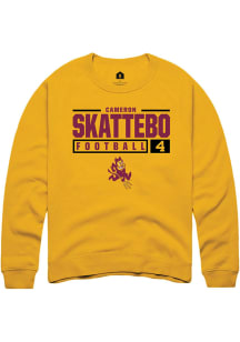 Cameron Skattebo  Rally Arizona State Sun Devils Mens Gold NIL Stacked Box Long Sleeve Crew Swea..