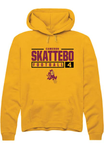 Cameron Skattebo  Rally Arizona State Sun Devils Mens Gold NIL Stacked Box Long Sleeve Hoodie