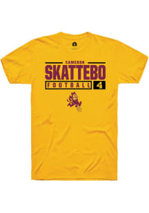 Cameron Skattebo  Arizona State Sun Devils Gold Rally NIL Stacked Box Short Sleeve T Shirt