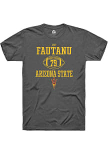 Leif Fautanu  Arizona State Sun Devils Dark Grey Rally NIL Sport Icon Short Sleeve T Shirt