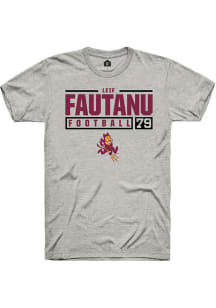 Leif Fautanu  Arizona State Sun Devils Ash Rally NIL Stacked Box Short Sleeve T Shirt