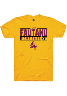 Leif Fautanu  Arizona State Sun Devils Gold Rally NIL Stacked Box Short Sleeve T Shirt
