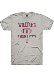 Macen Williams  Arizona State Sun Devils Ash Rally NIL Sport Icon Short Sleeve T Shirt