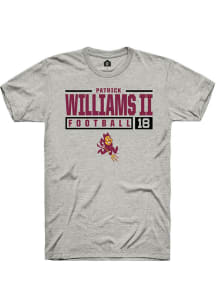 Patrick Williams II  Arizona State Sun Devils Ash Rally NIL Stacked Box Short Sleeve T Shirt