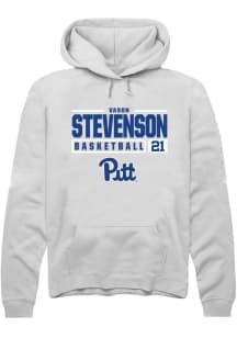 Vason Stevenson Rally Mens White Pitt Panthers NIL Stacked Box Hooded Sweatshirt