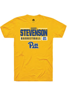 Vason Stevenson Gold Pitt Panthers NIL Stacked Box Short Sleeve T Shirt
