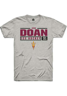 Josh Doan  Arizona State Sun Devils Ash Rally NIL Stacked Box Short Sleeve T Shirt