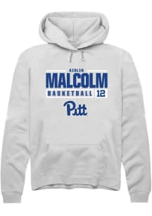 Aislin Malcolm Rally Mens White Pitt Panthers NIL Stacked Box Hooded Sweatshirt