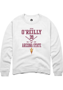 Ryan O’Reilly  Rally Arizona State Sun Devils Mens White NIL Sport Icon Long Sleeve Crew Sweatsh..
