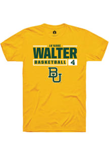 Ja'Kobe Walter  Baylor Bears Gold Rally NIL Stacked Box Short Sleeve T Shirt