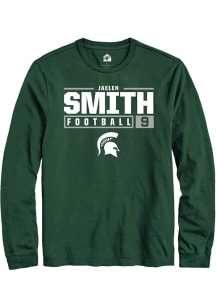 Jaelen Smith  Michigan State Spartans Green Rally NIL Stacked Box Long Sleeve T Shirt