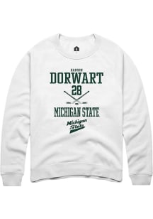 Karsen Dorwart Rally Mens White Michigan State Spartans NIL Sport Icon Crew Sweatshirt