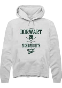 Karsen Dorwart Rally Mens White Michigan State Spartans NIL Sport Icon Hooded Sweatshirt