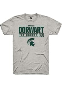 Karsen Dorwart Ash Michigan State Spartans NIL Stacked Box Short Sleeve T Shirt