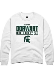 Karsen Dorwart Rally Mens White Michigan State Spartans NIL Stacked Box Crew Sweatshirt