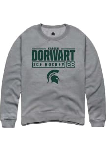 Karsen Dorwart Rally Mens Graphite Michigan State Spartans NIL Stacked Box Crew Sweatshirt