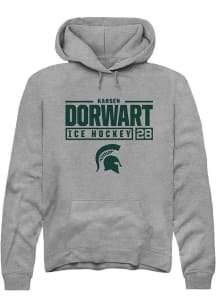 Karsen Dorwart Rally Mens Graphite Michigan State Spartans NIL Stacked Box Hooded Sweatshirt