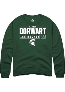 Karsen Dorwart Rally Mens Green Michigan State Spartans NIL Stacked Box Crew Sweatshirt