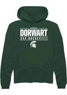 Karsen Dorwart Rally Mens Green Michigan State Spartans NIL Stacked Box Hooded Sweatshirt