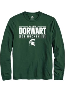 Karsen Dorwart Rally Mens Green Michigan State Spartans NIL Stacked Box Tee