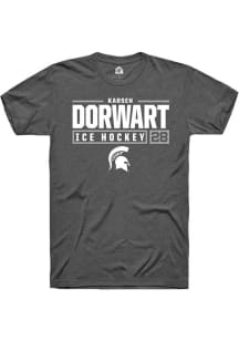Karsen Dorwart Dark Grey Michigan State Spartans NIL Stacked Box Short Sleeve T Shirt
