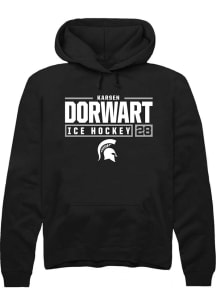 Karsen Dorwart Rally Mens Black Michigan State Spartans NIL Stacked Box Hooded Sweatshirt