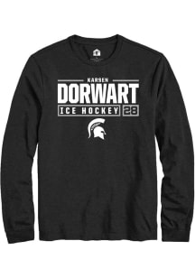 Karsen Dorwart Rally Mens Black Michigan State Spartans NIL Stacked Box Tee