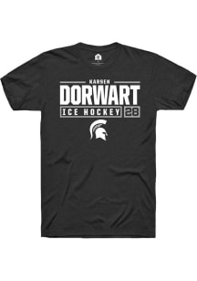 Karsen Dorwart Black Michigan State Spartans NIL Stacked Box Short Sleeve T Shirt