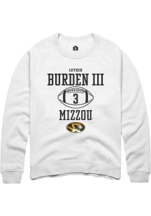 Luther Burden III  Rally Missouri Tigers Mens White NIL Sport Icon Long Sleeve Crew Sweatshirt