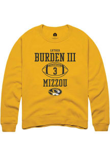 Luther Burden III  Rally Missouri Tigers Mens Gold NIL Sport Icon Long Sleeve Crew Sweatshirt