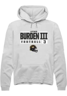 Luther Burden III  Rally Missouri Tigers Mens White NIL Stacked Box Long Sleeve Hoodie