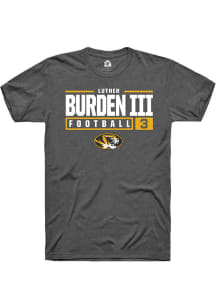 Luther Burden III  Missouri Tigers Dark Grey Rally NIL Stacked Box Short Sleeve T Shirt