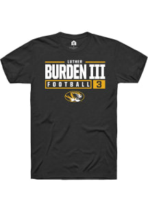 Luther Burden III  Missouri Tigers Black Rally NIL Stacked Box Short Sleeve T Shirt