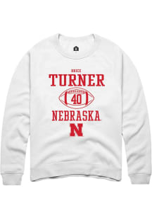 Brice Turner Rally Mens White Nebraska Cornhuskers NIL Sport Icon Crew Sweatshirt