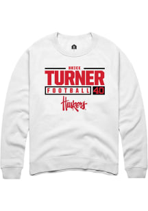 Brice Turner Rally Mens White Nebraska Cornhuskers NIL Stacked Box Crew Sweatshirt