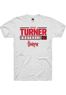 Brice Turner White Nebraska Cornhuskers NIL Stacked Box Short Sleeve T Shirt