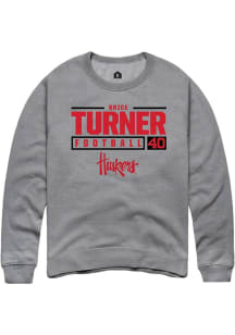 Brice Turner Rally Mens Graphite Nebraska Cornhuskers NIL Stacked Box Crew Sweatshirt
