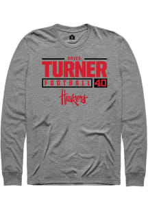 Brice Turner Rally Mens Graphite Nebraska Cornhuskers NIL Stacked Box Tee