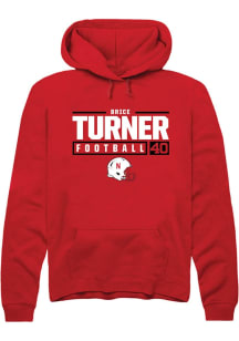 Brice Turner Rally Mens Red Nebraska Cornhuskers NIL Stacked Box Hooded Sweatshirt