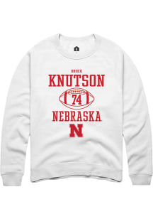 Brock Knutson Rally Mens White Nebraska Cornhuskers NIL Sport Icon Crew Sweatshirt