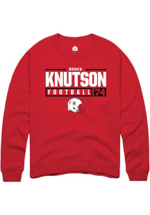 Brock Knutson Rally Mens Red Nebraska Cornhuskers NIL Stacked Box Crew Sweatshirt
