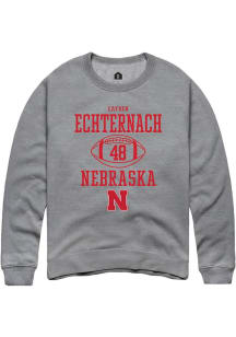 Cayden Echternach Rally Mens Graphite Nebraska Cornhuskers NIL Sport Icon Crew Sweatshirt